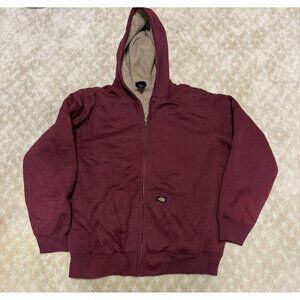 Dickies Hoodie Men's 2XL Burgundy Sherpa Lined Full Zip Thermal Work Jacket